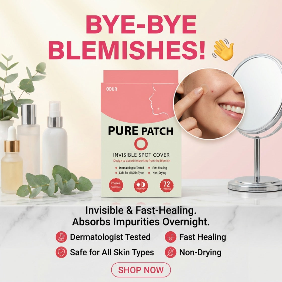 Hydrocolloid Pimple Patches – Fast Acne Spot Treatment, Invisible & Waterproof